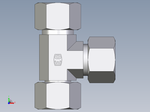 卡套式工业通用硬管接头EO_Swivel_nut_run_tee_EL16ZSCF前视缩略图