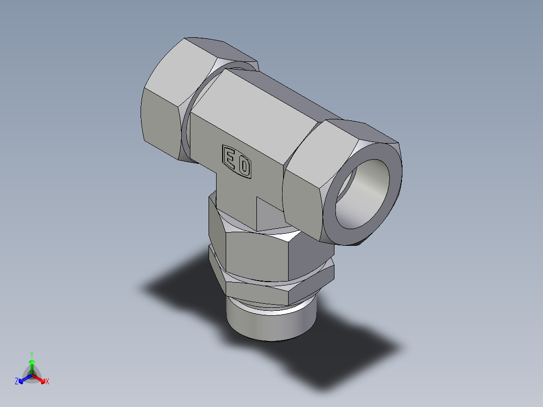 卡套式工业通用硬管接头EO_Assembled_adjustable_standpipe_branch_tee_EVT28LM71主视图