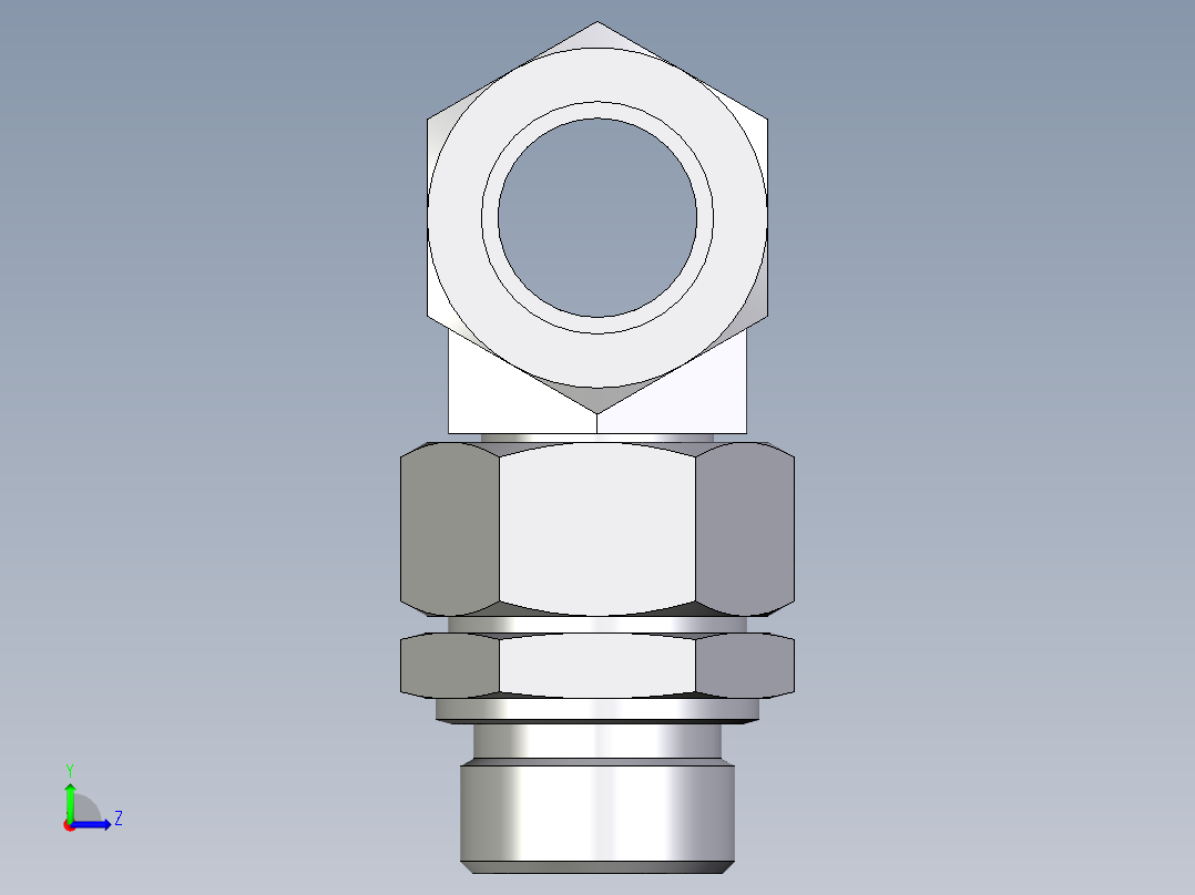 卡套式工业通用硬管接头EO_Assembled_adjustable_standpipe_branch_tee_EVT28LM71左视图