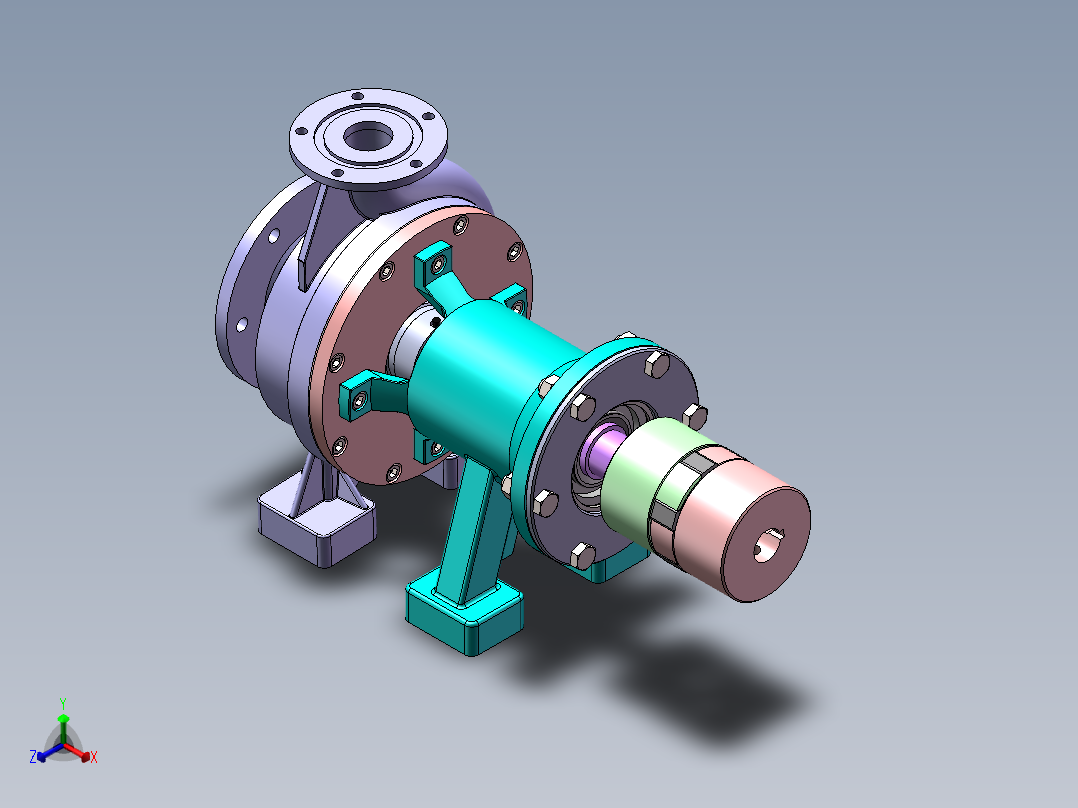 抽水泵模型正等轴测图