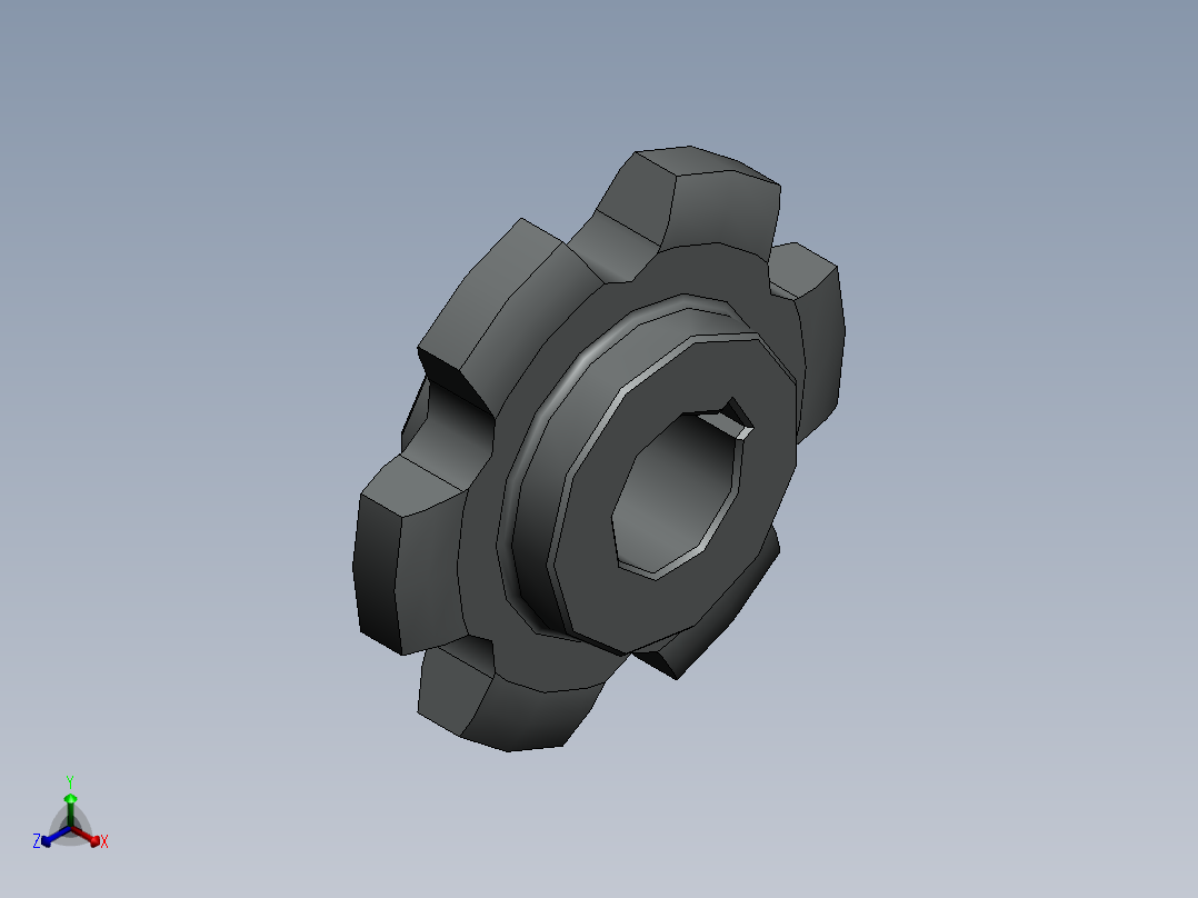 主动链轮（Z=6，P=100）正等轴测图
