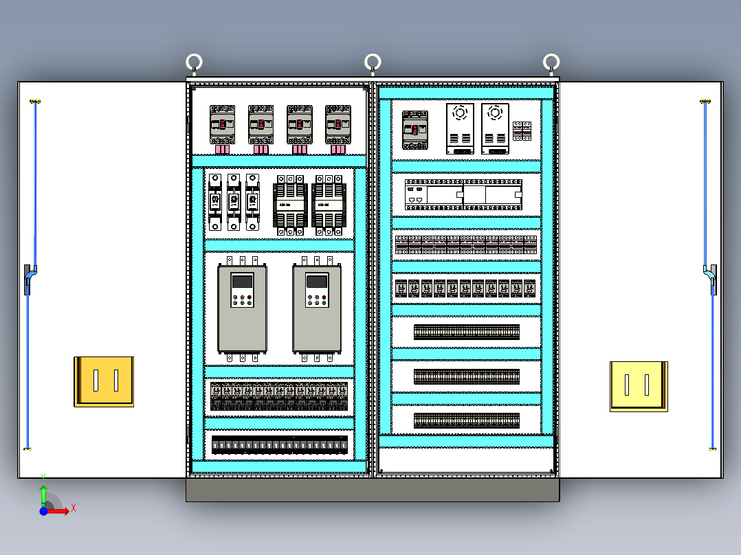 双柜组装软启动+plc不带延时控制柜 56123前视图