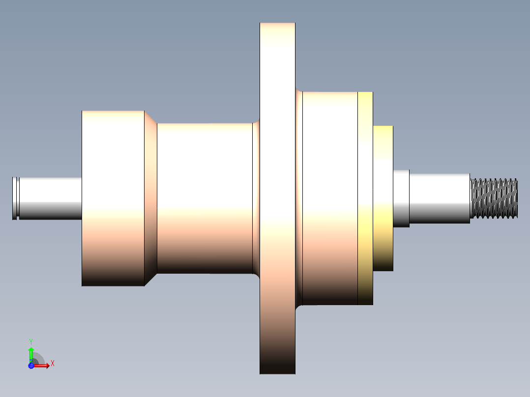 设计机械轴、轴承箱和法兰前视图