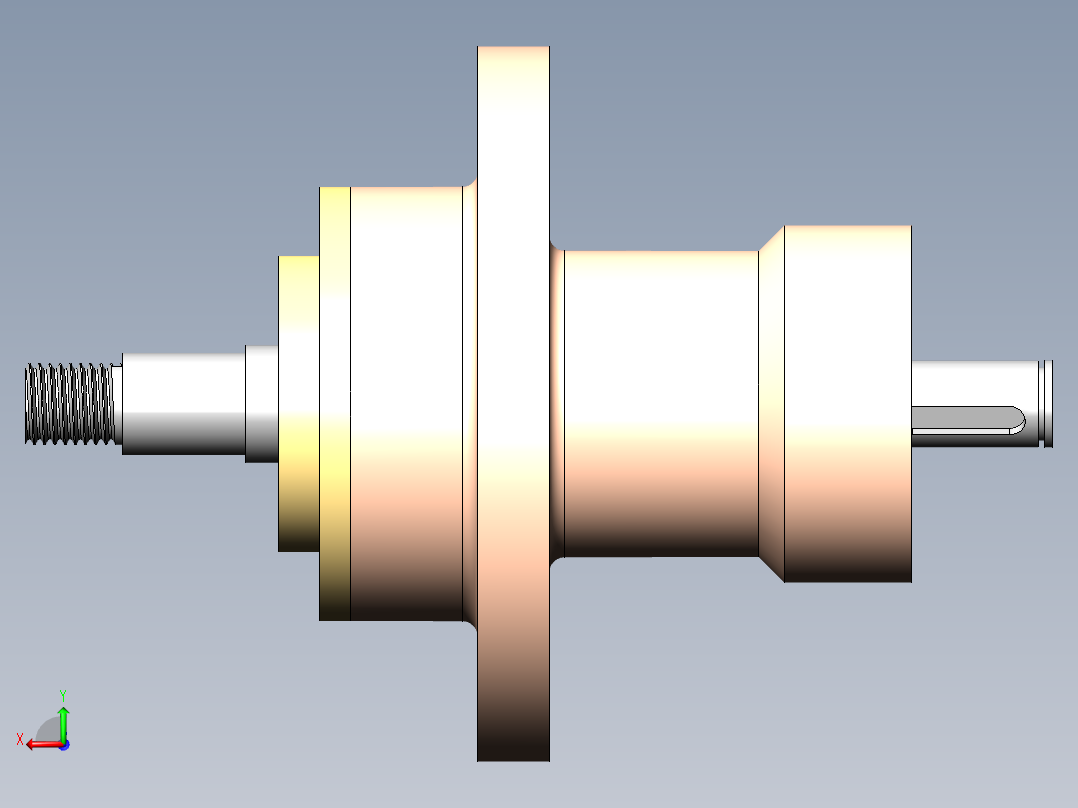 设计机械轴、轴承箱和法兰后视图