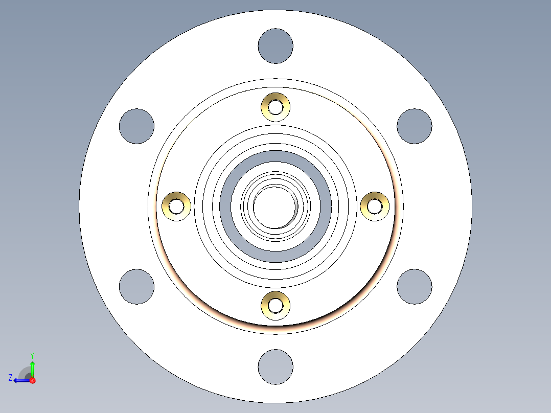 设计机械轴、轴承箱和法兰右视图