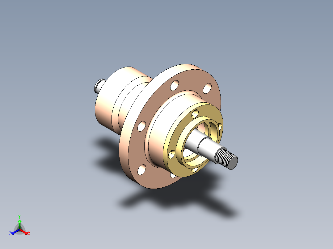 设计机械轴、轴承箱和法兰正等轴测图