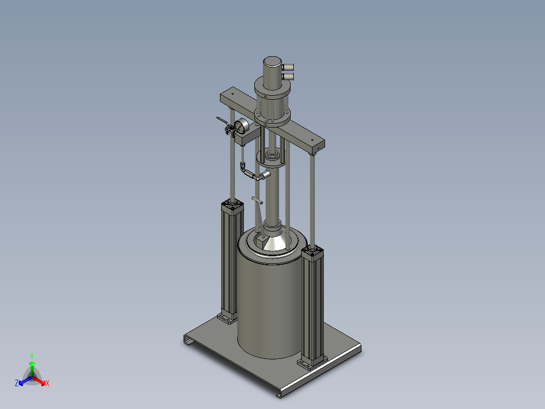 气动双立柱黄油机正等轴测图