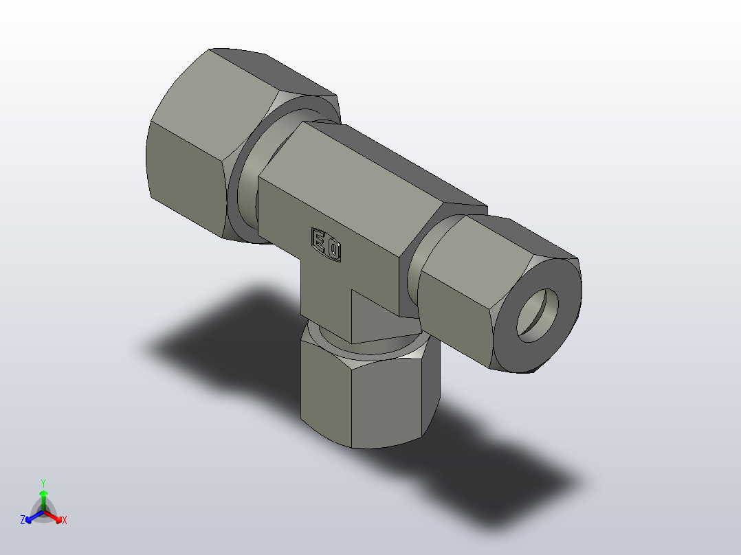 EO管接头三通异径管TR12 08 08L71.stp主视图