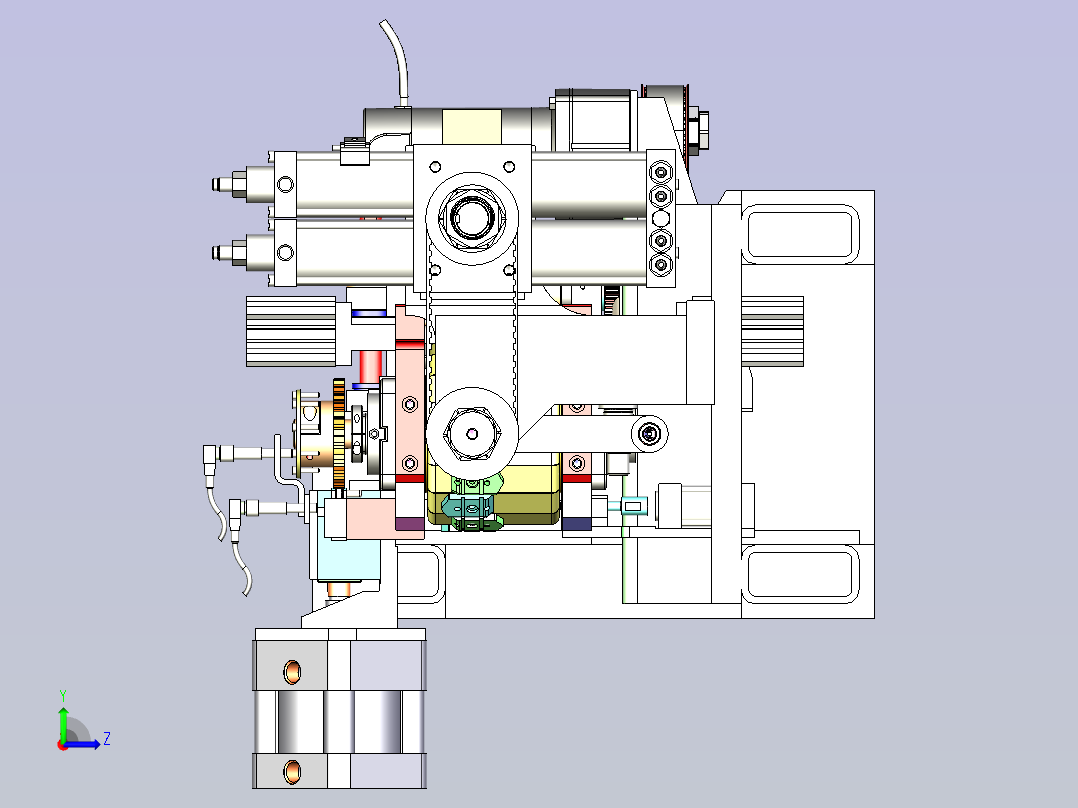 螺旋绕线机工装总成3D图纸三维模型左视图