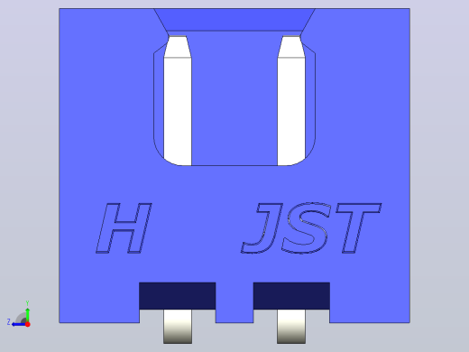 蓝色JST XH 2针连接器P 2 54mm成角度右视缩略图