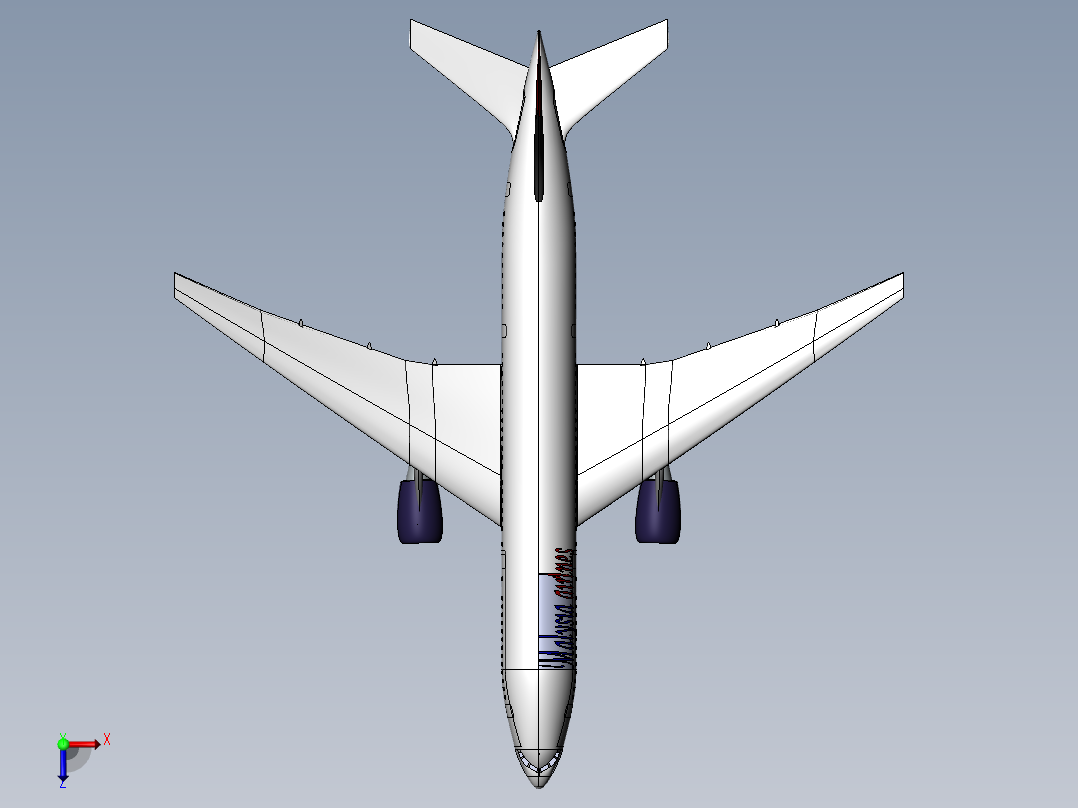 马航失踪的波音777俯视图
