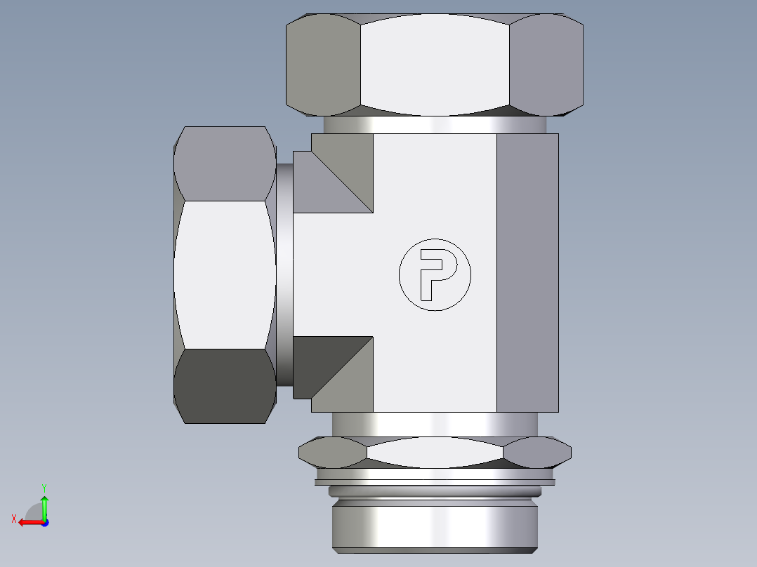 卡套式工业通用硬管接头EO_Adjustable_locknut_run_tee_LEE42LMORCF后视图