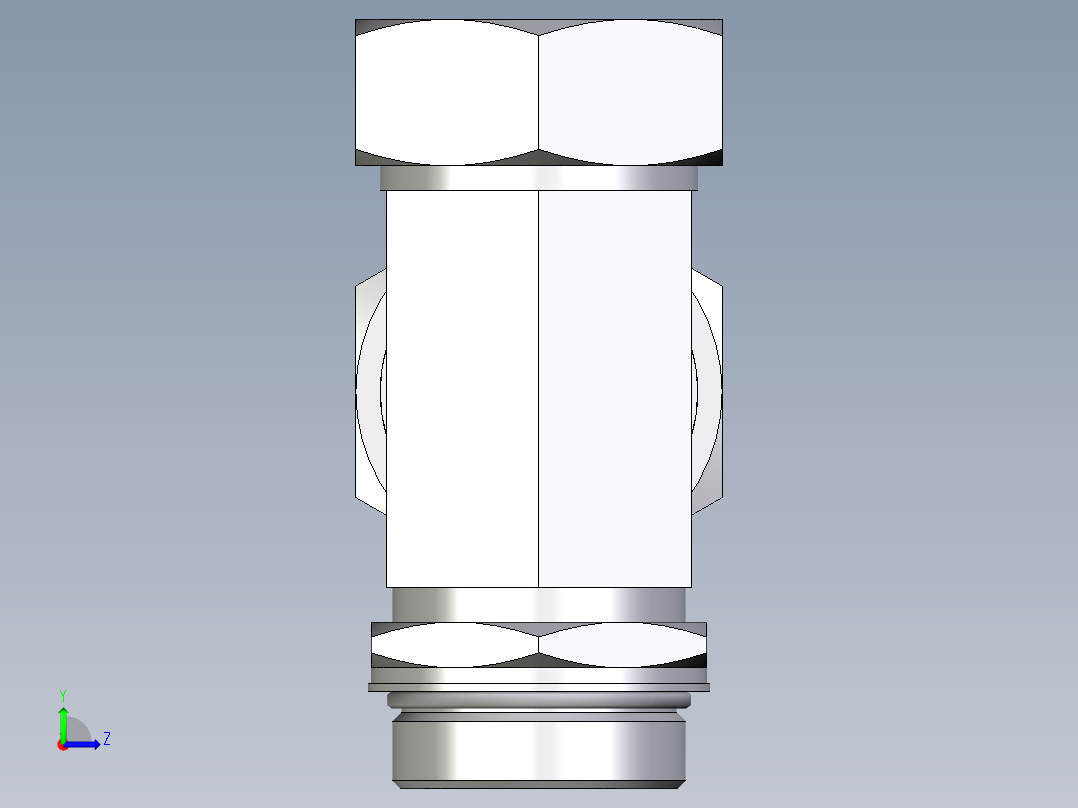 卡套式工业通用硬管接头EO_Adjustable_locknut_run_tee_LEE42LMORCF左视图