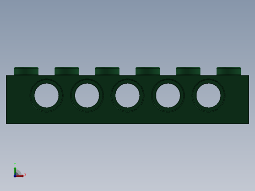 乐高机械组积木（横梁）-4200558 - 3894 Dark Green Technic Brick 1 x 6 with Holes前视缩略图