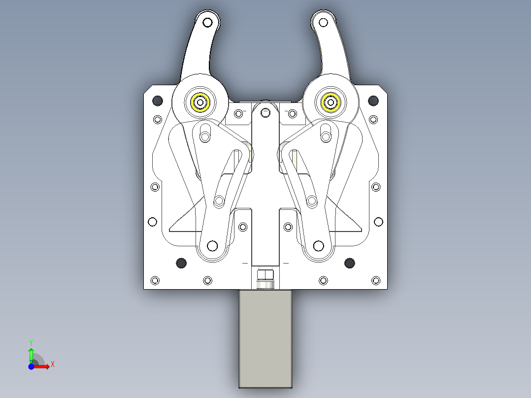车床中心架前视图