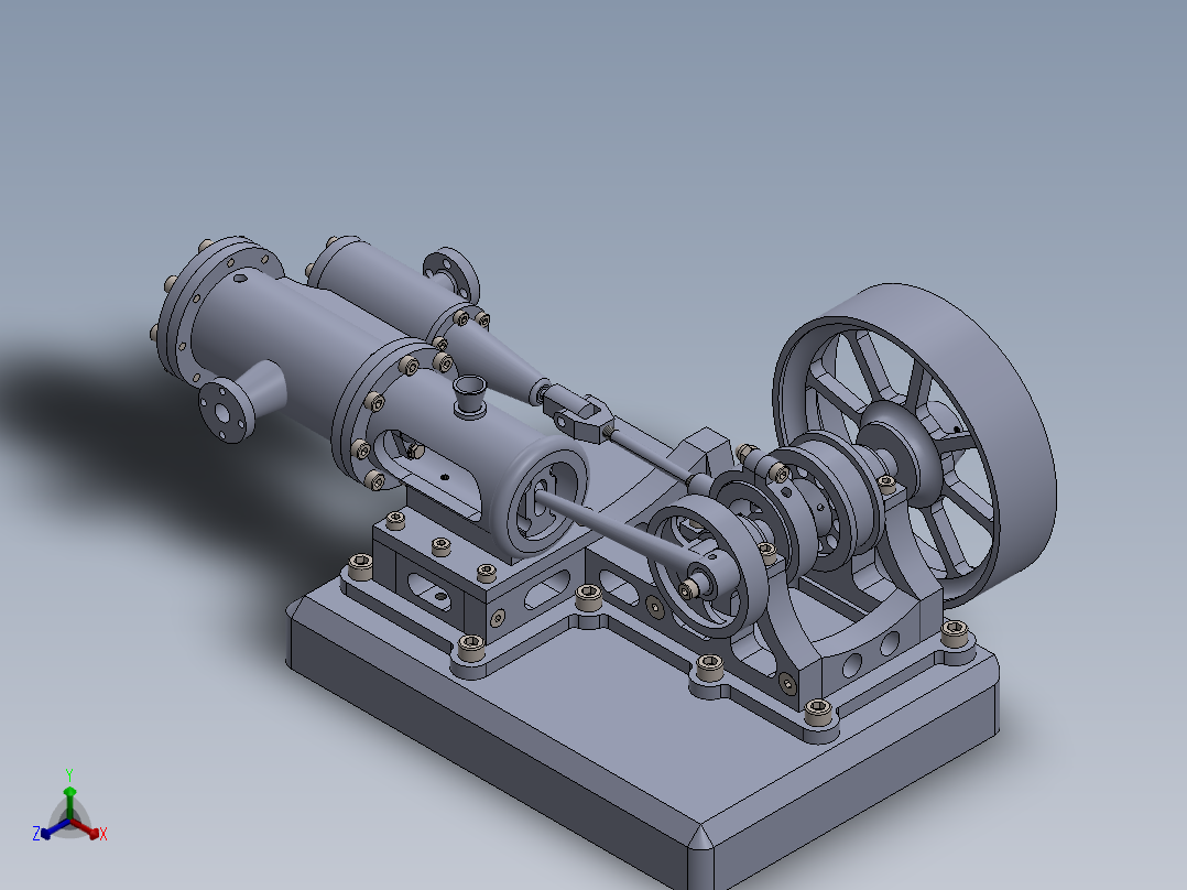 蒸汽机cylinder-horizontal-mill-steam-engine-模型格式为 sw主视图