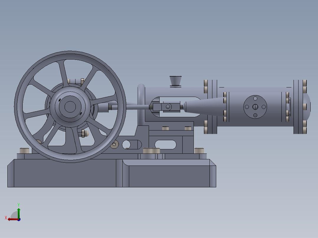 蒸汽机cylinder-horizontal-mill-steam-engine-模型格式为 sw后视图