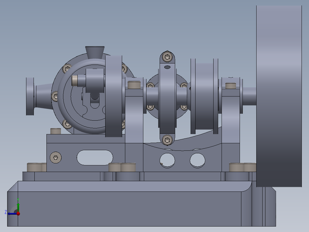 蒸汽机cylinder-horizontal-mill-steam-engine-模型格式为 sw右视图