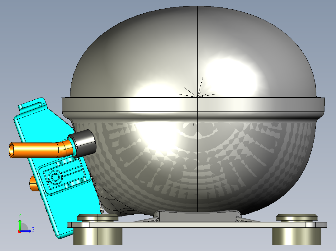 用于对开门冰箱的压缩机左视图