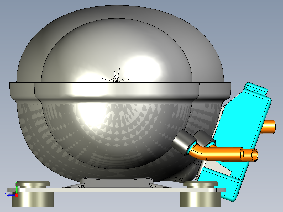 用于对开门冰箱的压缩机右视图