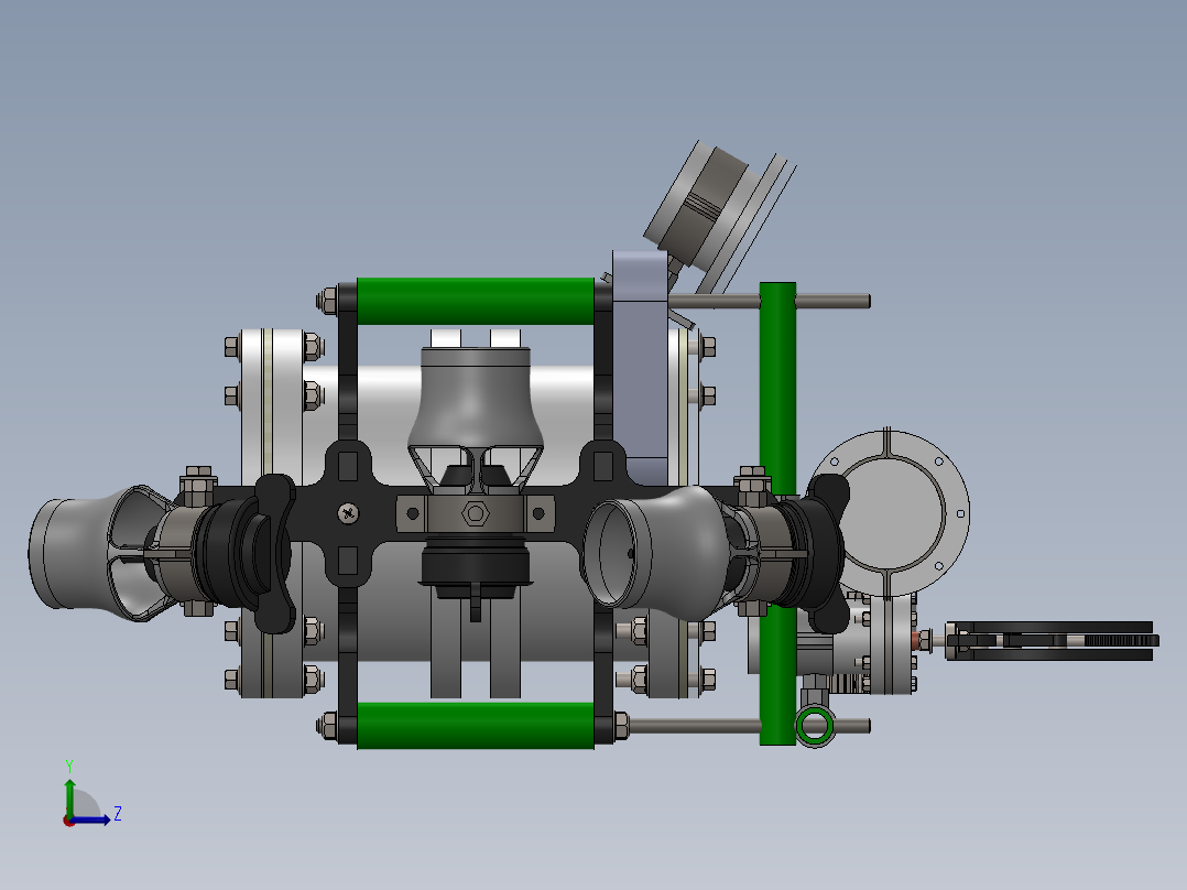鳄鱼型水下机器人左视图