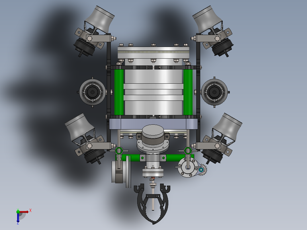 鳄鱼型水下机器人俯视图