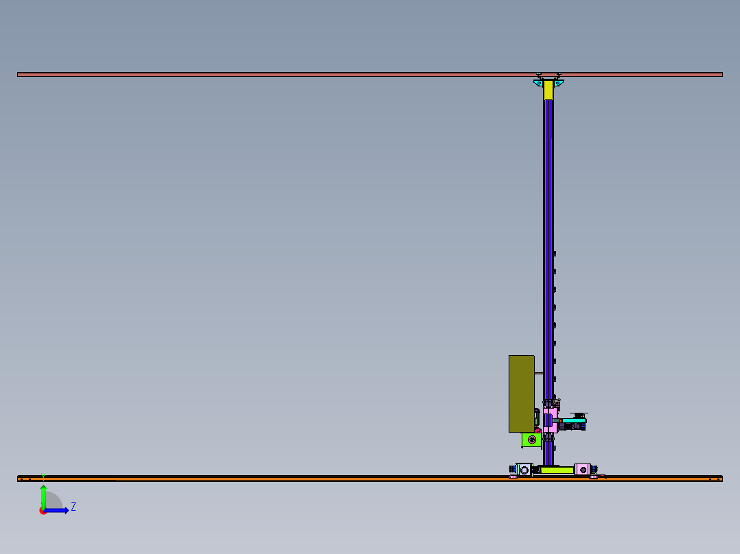 立体货架用有轨巷道式堆垛机左视图