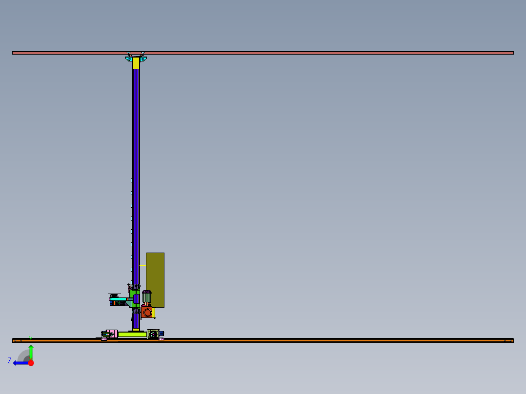立体货架用有轨巷道式堆垛机右视图