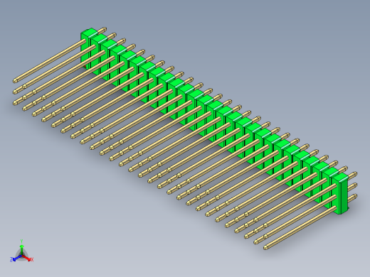 彩色公头100mil（2.54mm）系列-DS1021_green_3x27p_100mil_Type19_rev1.0正等轴测缩略图