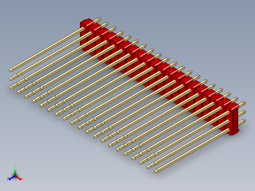 彩色公头100mil（2.54mm）系列-DS1021_red_3x20p_100mil_Type43_rev1.0正等轴测缩略图