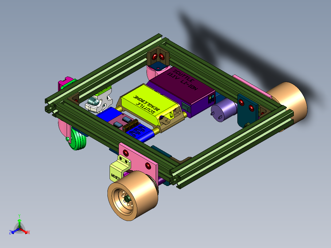 电池款编程智能车正等轴测图