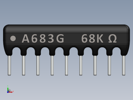 电容器 二极管 电阻器-Resistor Network 68K Ohm 9-Pin前视缩略图