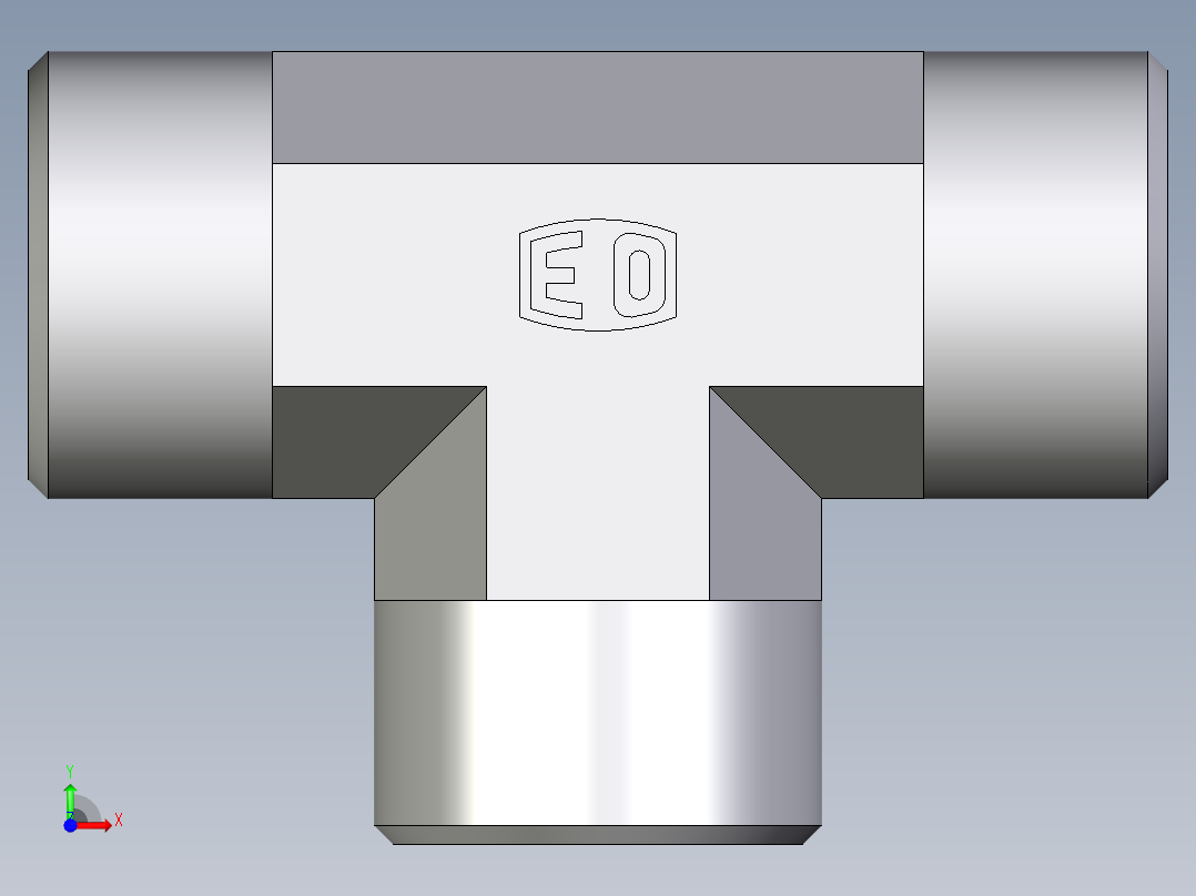 卡套式工业通用硬管接头EO_Union_tee_T15LCFX前视图