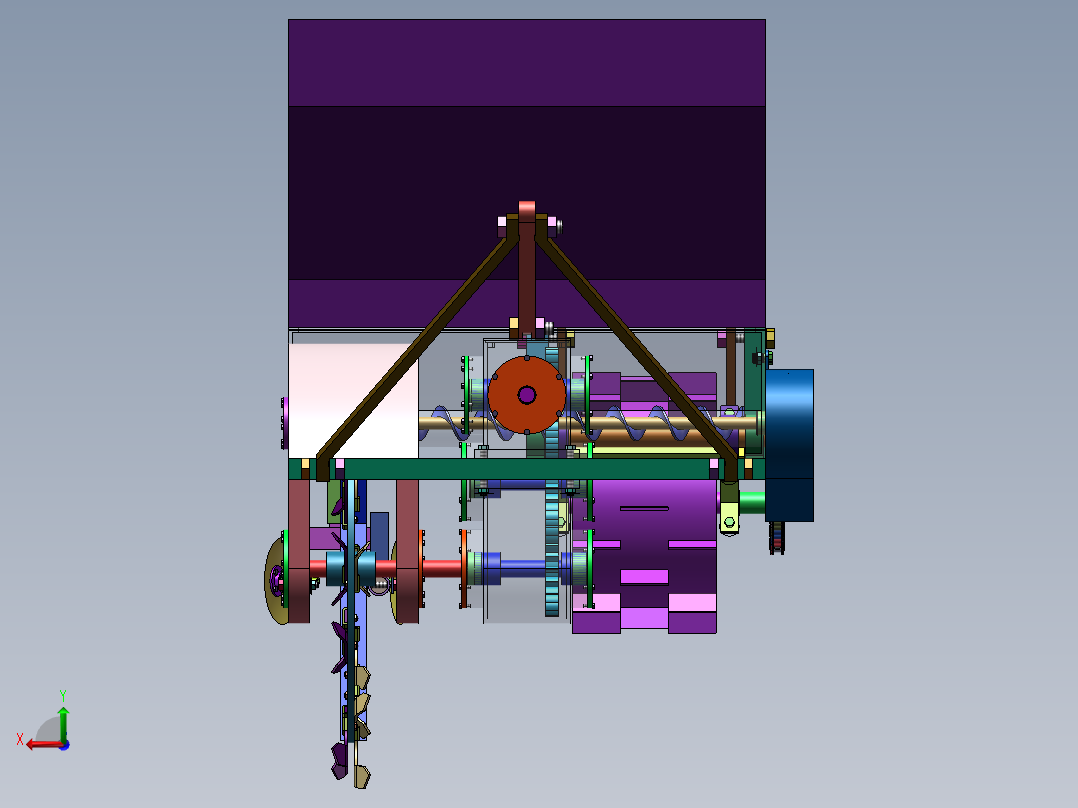 果园开沟施肥机的设计【三维SolidWorks】后视图