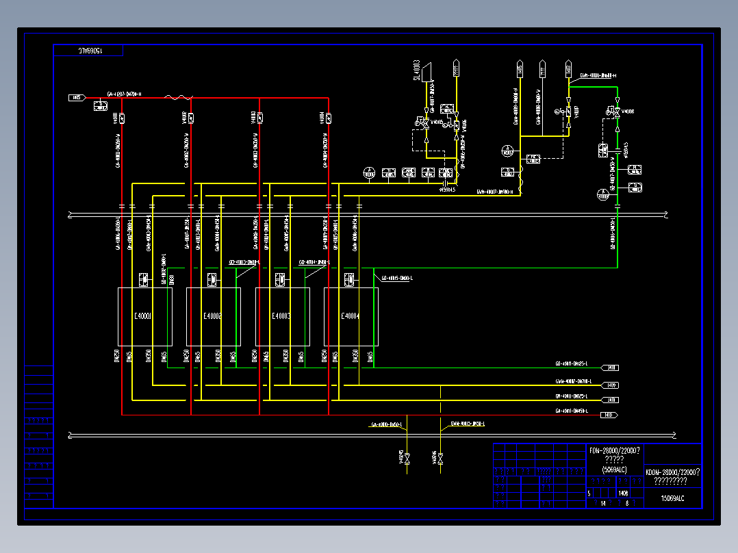 KDON-28000／22000空分设备工艺流程图CAD图纸