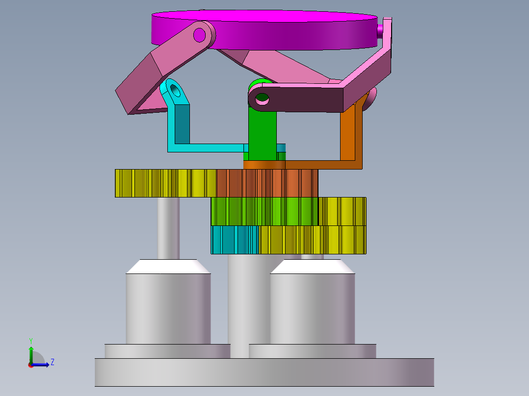 三电机齿轮平台机构左视图