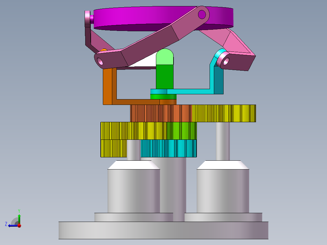 三电机齿轮平台机构右视图