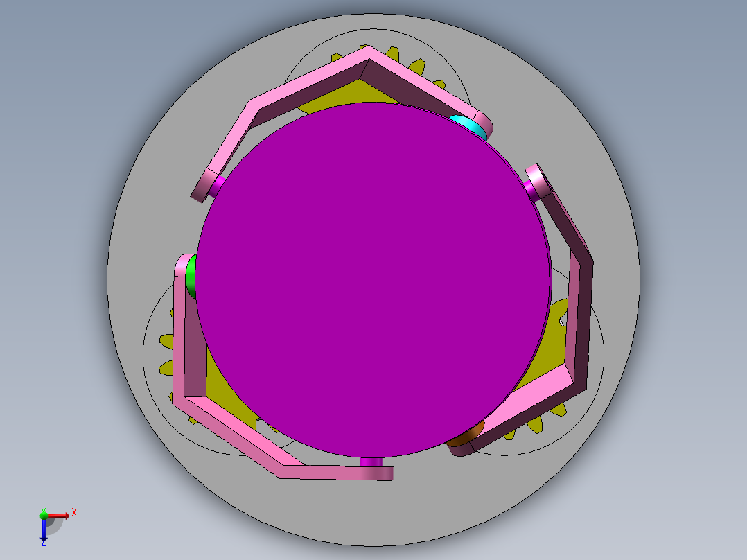 三电机齿轮平台机构俯视图