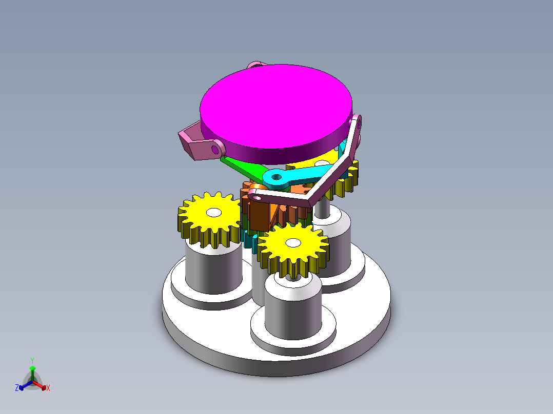 三电机齿轮平台机构正等轴测图