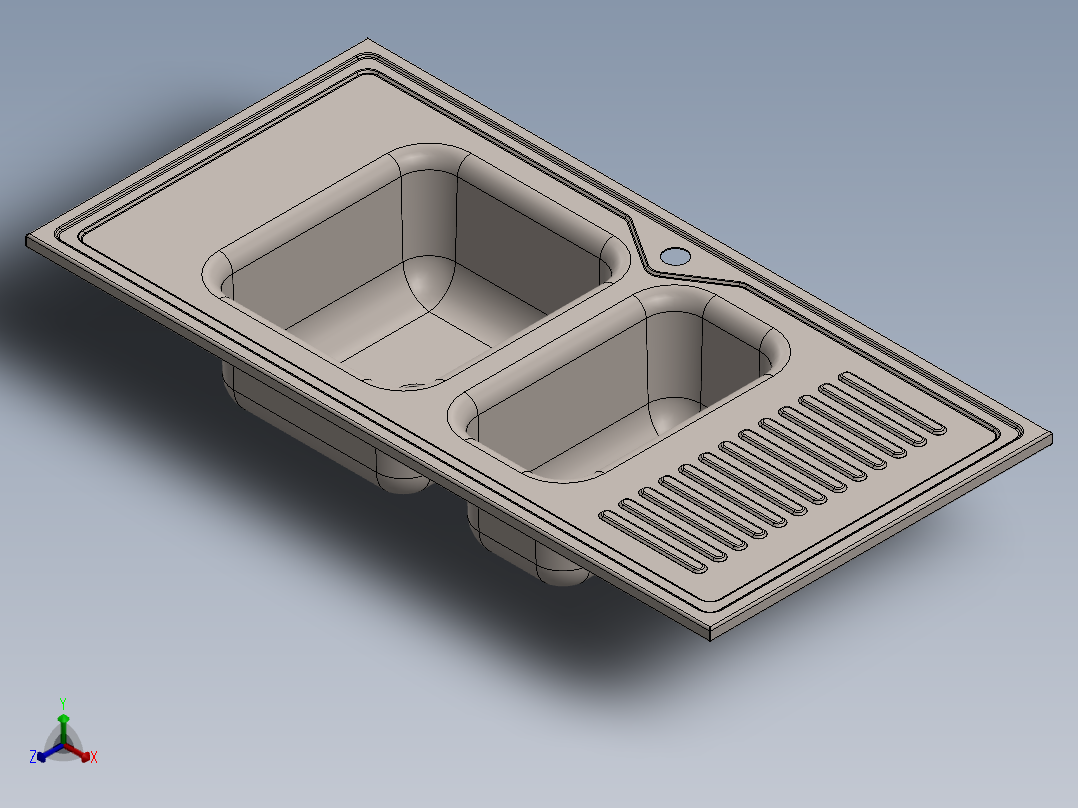 水槽、不锈钢水槽(79)正等轴测图