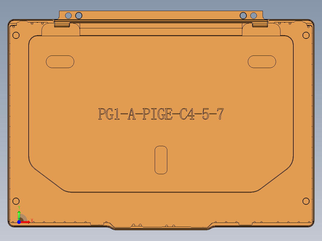 一款皮革版本电脑外壳铣凹槽外观面程序模型前视图