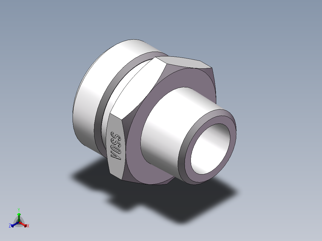 英制锥管螺纹直接头、1CT-30-08SP非标正等轴测图