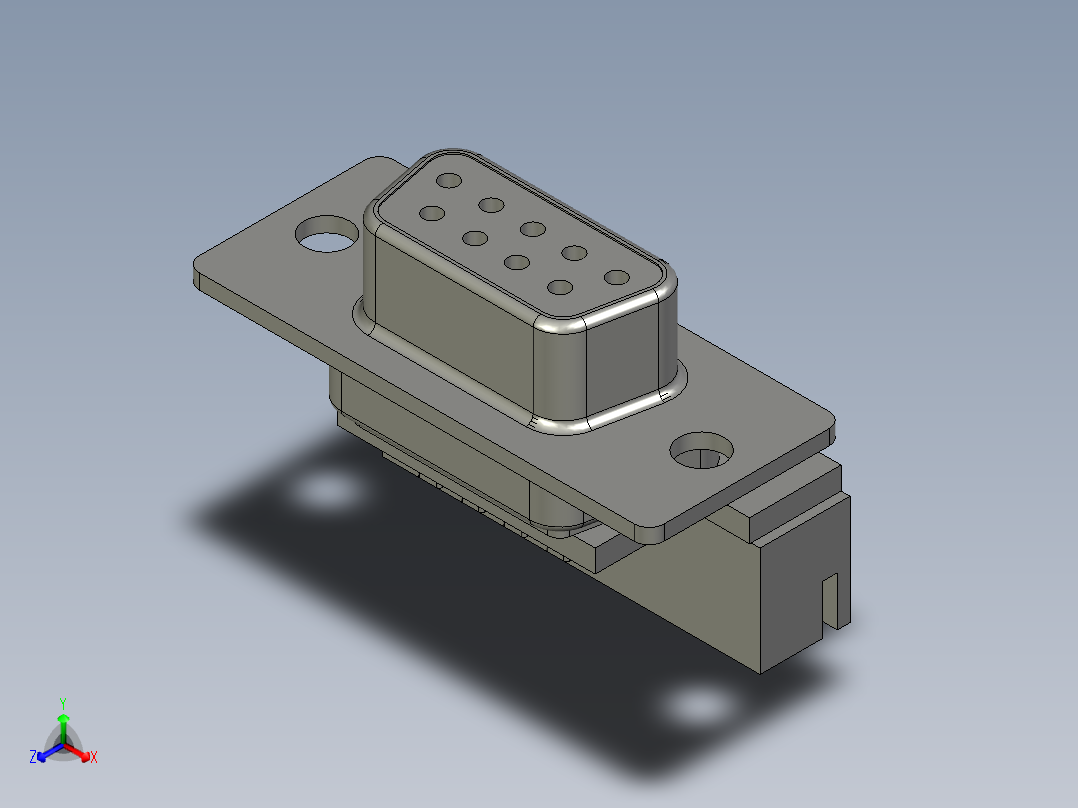 电控柜-198N000064线座DB9FAA直脚插孔正等轴测图