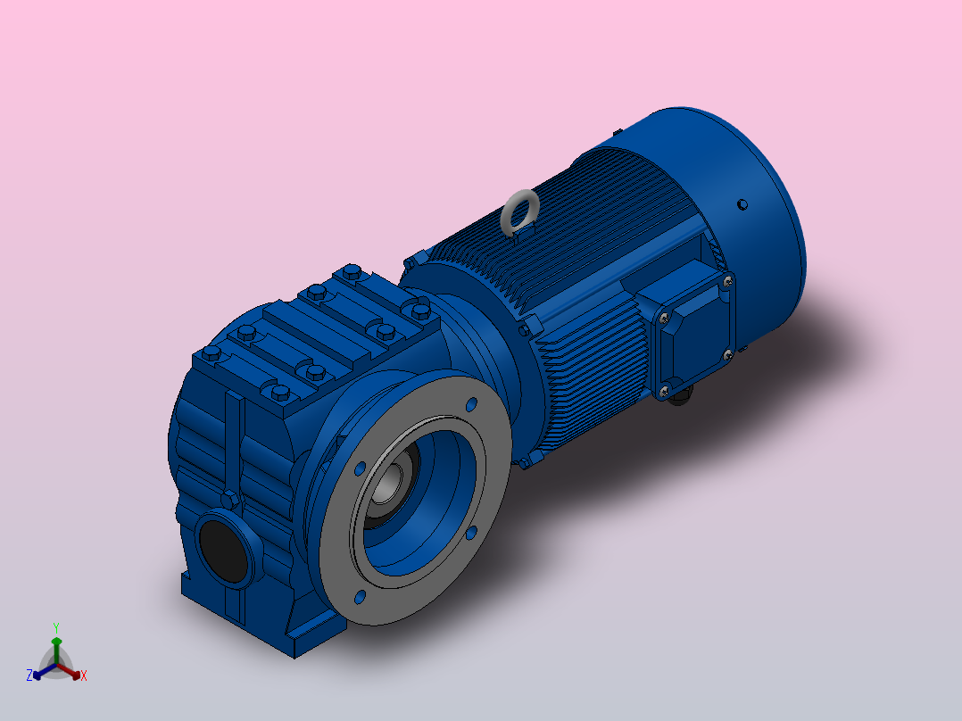 SAF47法兰空心轴安装斜齿-蜗轮蜗杆减速机SAF47-Y0.37-4P-76.88-M1-0°-A主视图