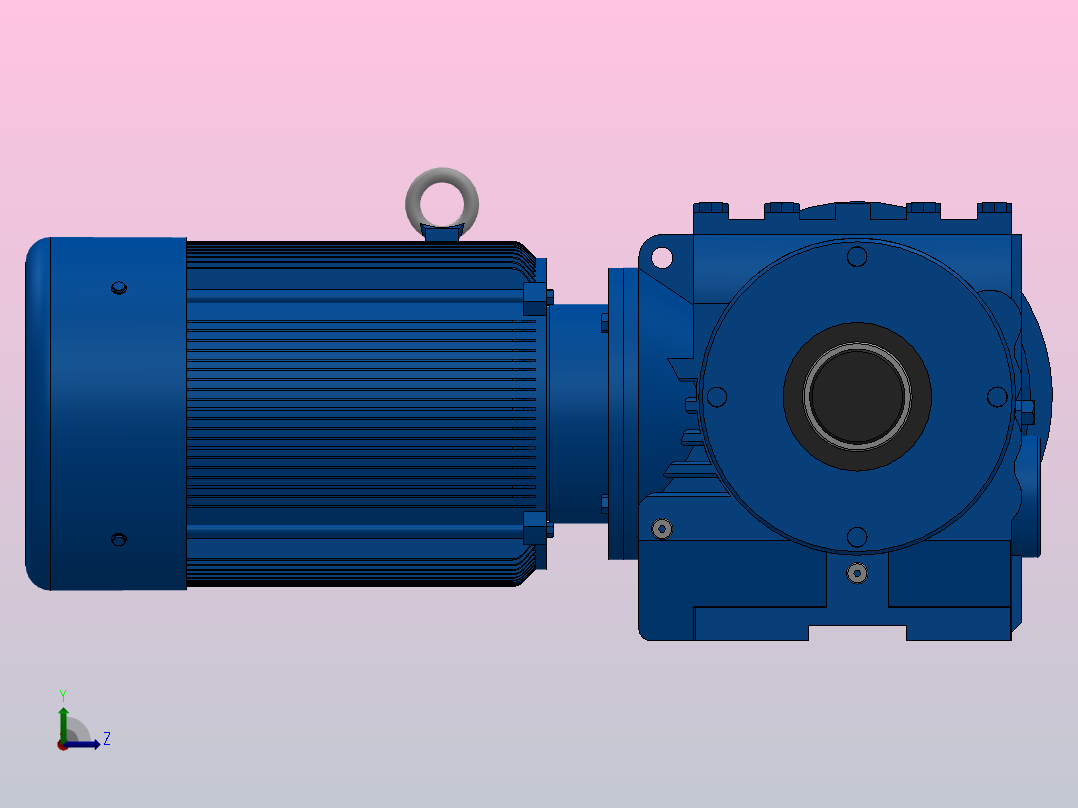 SAF47法兰空心轴安装斜齿-蜗轮蜗杆减速机SAF47-Y0.37-4P-76.88-M1-0°-A左视图