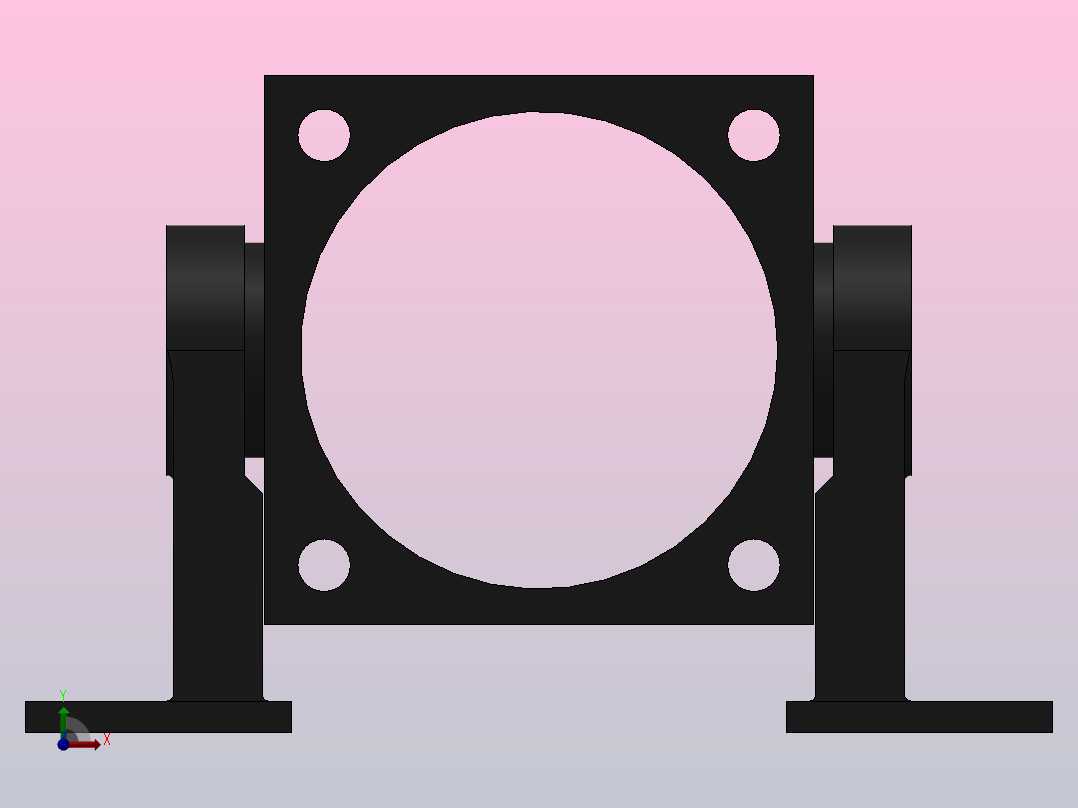 中间铰轴支座ZZ型[QGA200]气缸附件前视图