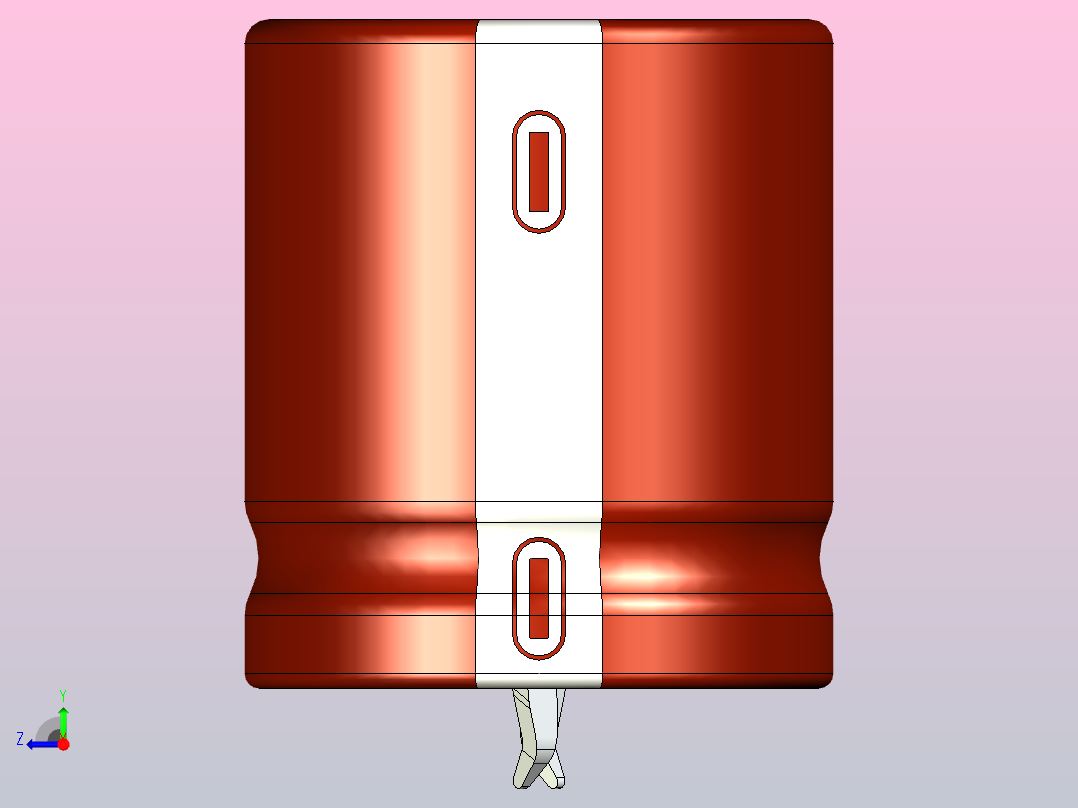 22 x 25棕色白色底片电解电容器右视图