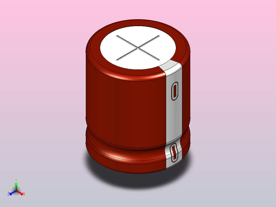 22 x 25棕色白色底片电解电容器正等轴测图