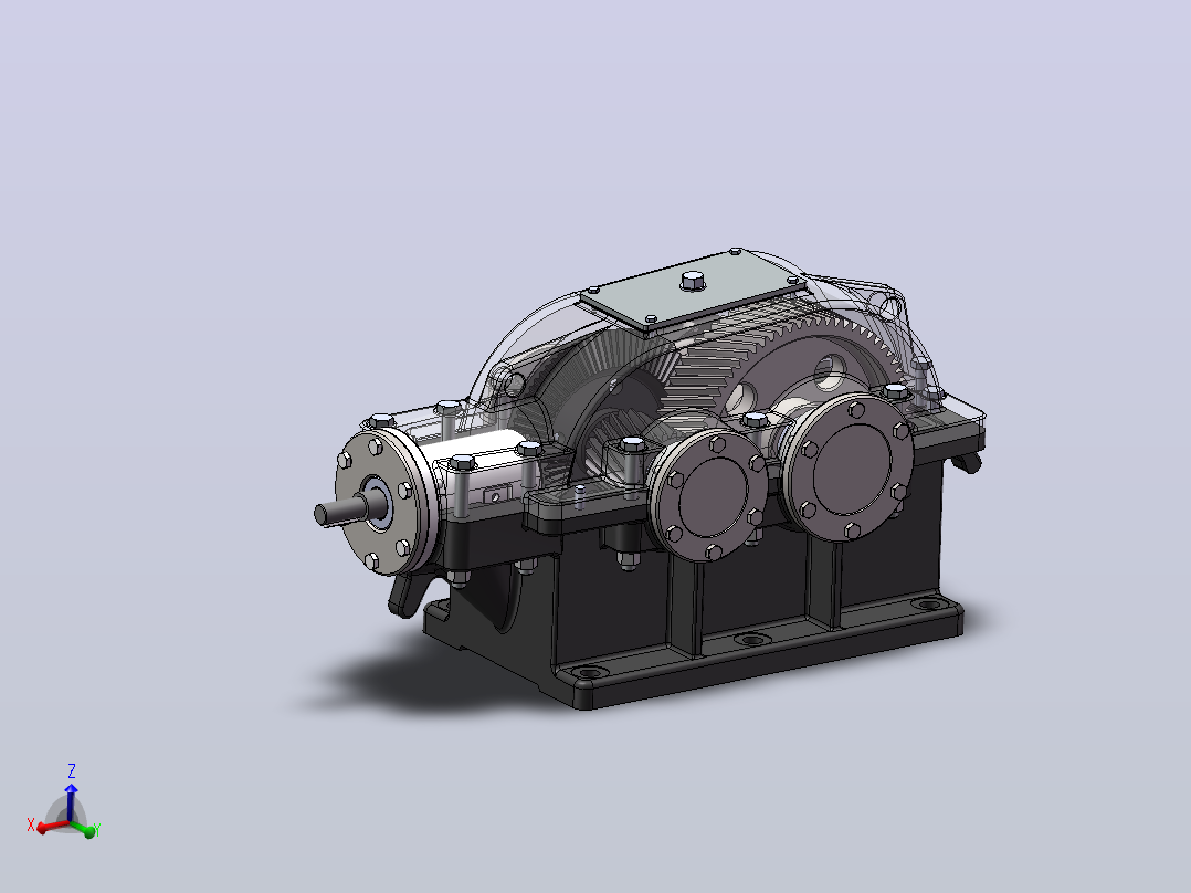 锥齿轮二级减速器建模主视图