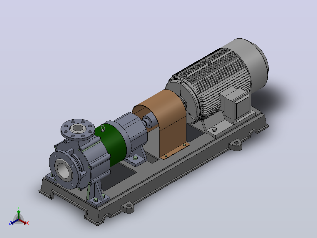 CQB型衬里氟塑料合金磁力泵[CQB80-50-200FA]正等轴测图